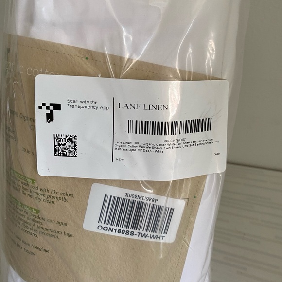 NEW Lane Linen White 100% Organic Cotton Percale Weave Twin Sheet Set Luxury - Picture 15 of 16